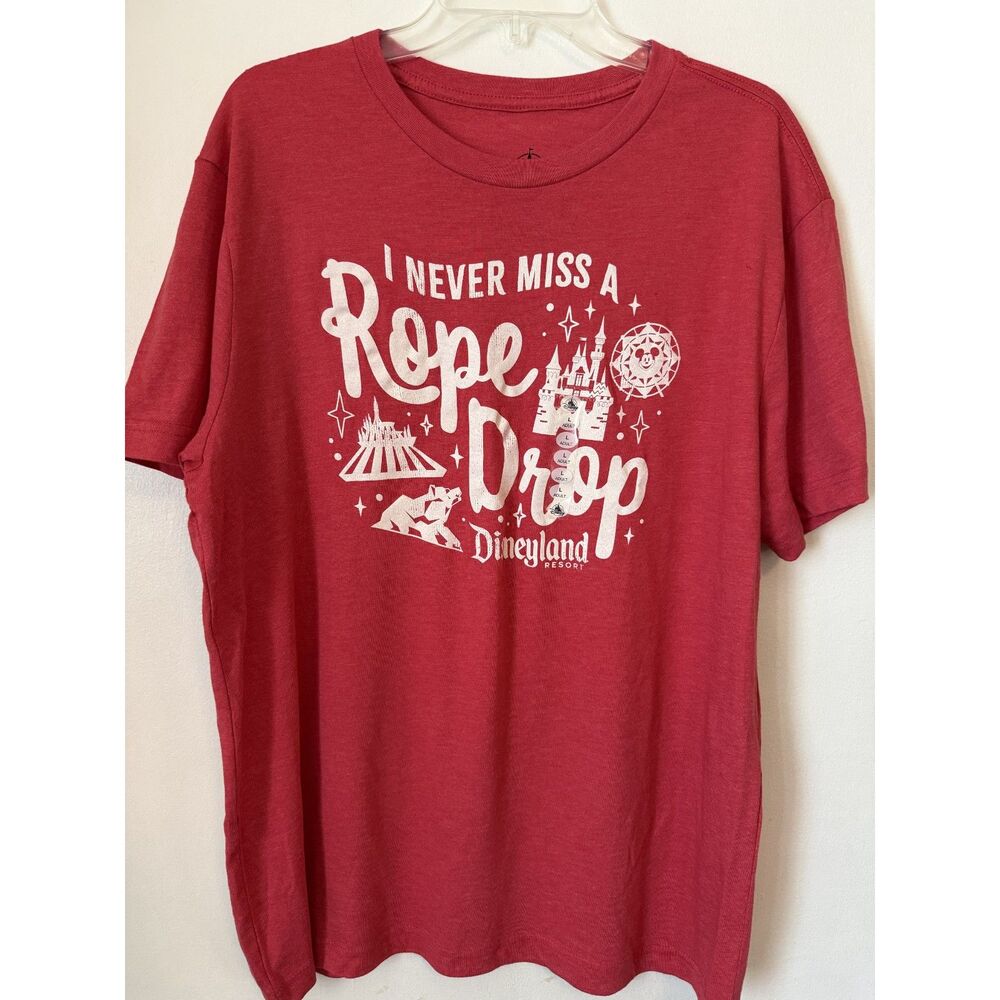 New Disneyland Resort “Never Miss a Rope Drop” T-Shirt Medium Red Parks Tee